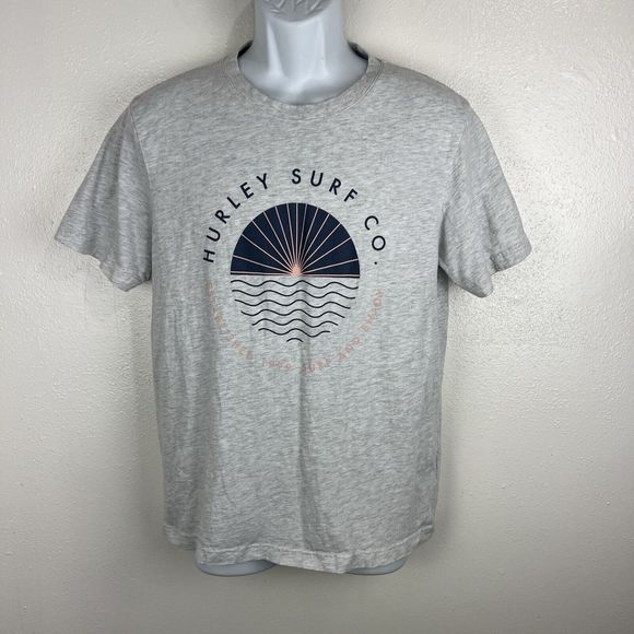 Hurley Shirt Men Large Gray Short Sleeve Graphic Print Surf Co. Casual Tee - Picture 11 of 11